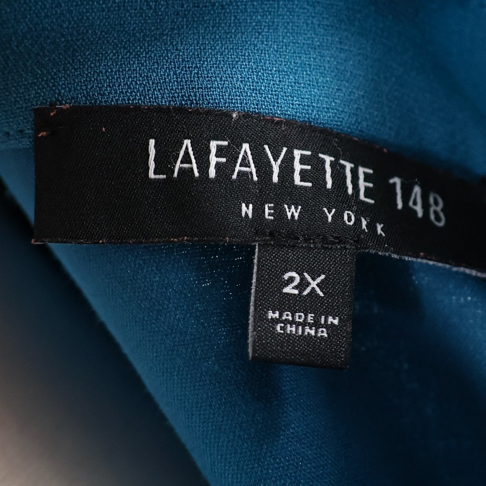 Lafayette 148 Blue Shift Dress Womens 2X Collard 3/4 Sleeve Minimalist Lagenlook - Picture 4 of 9